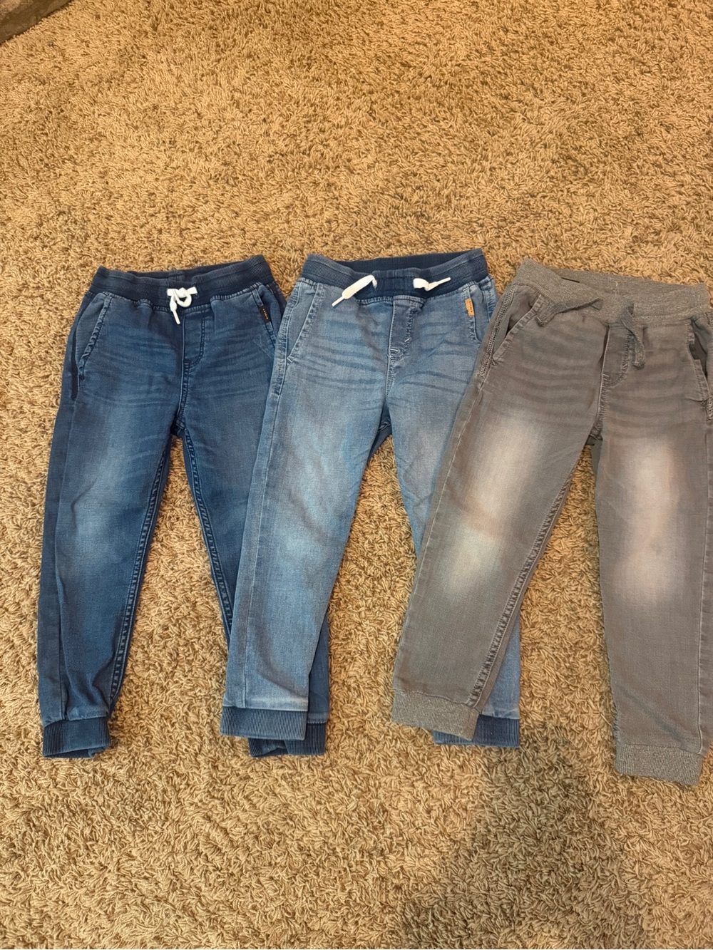 Kids Stretch Denim Jogger Pants - Blue & Gray